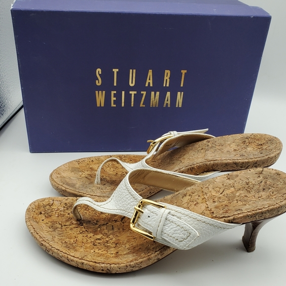 Stuart Weitzman White Thong Sandals 7.5 - Picture 5 of 12
